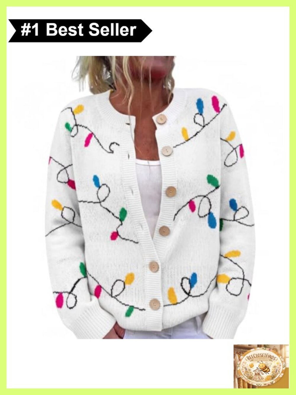 Womens Christmas Knit Cardigan Button Down Long Sleeve Sweater